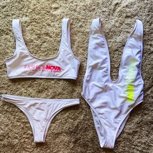 Two White Fashion Nova Bathing Suits